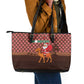 Morocco Christmas Leather Tote Bag Santa Claus Camel Caravan Desert Scene - African Pride