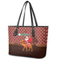 Morocco Christmas Leather Tote Bag Santa Claus Camel Caravan Desert Scene - African Pride