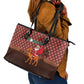 Morocco Christmas Leather Tote Bag Santa Claus Camel Caravan Desert Scene - African Pride