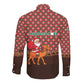 Morocco Christmas Long Sleeve Button Shirt Santa Claus Camel Caravan Desert Scene - African Pride