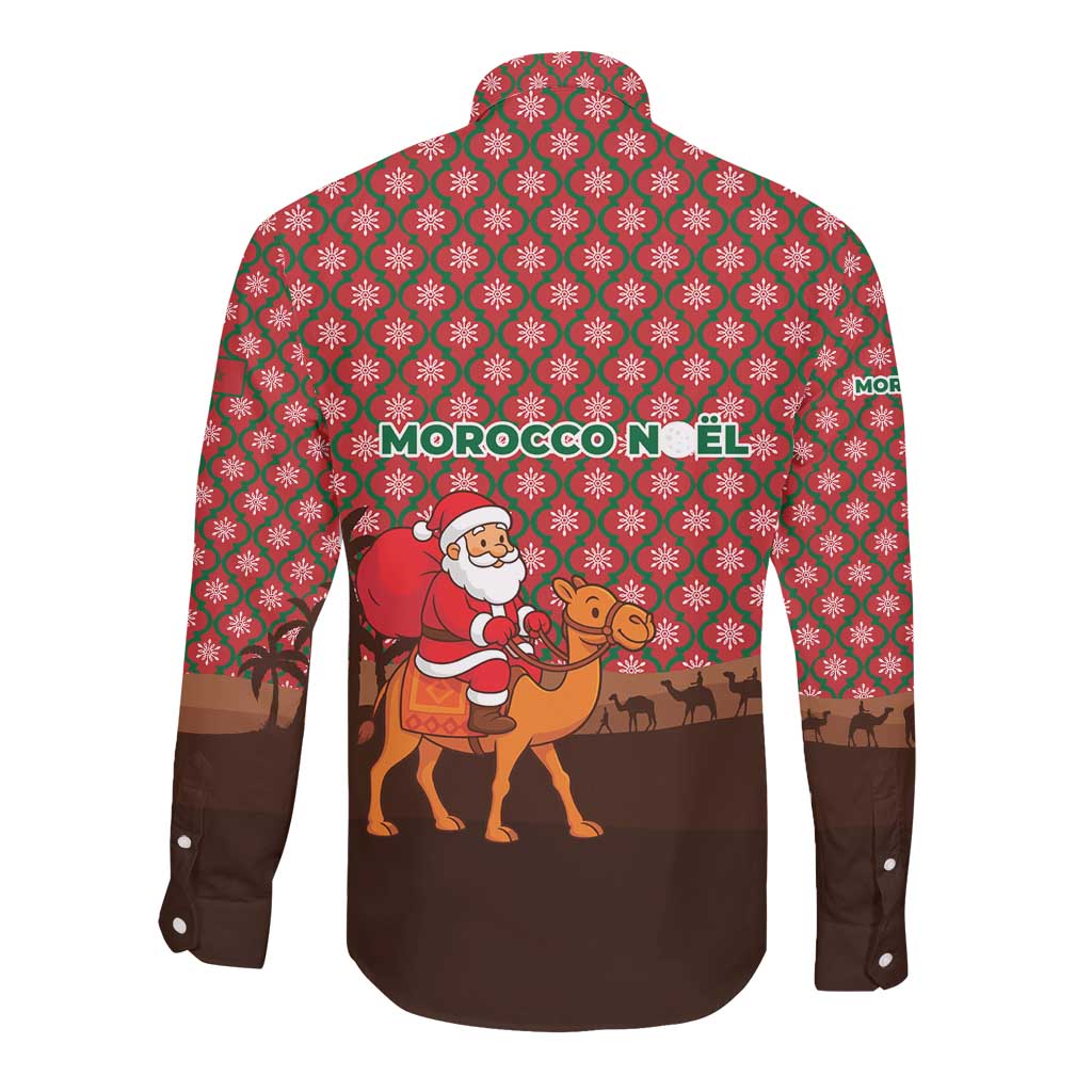 Morocco Christmas Long Sleeve Button Shirt Santa Claus Camel Caravan Desert Scene - African Pride
