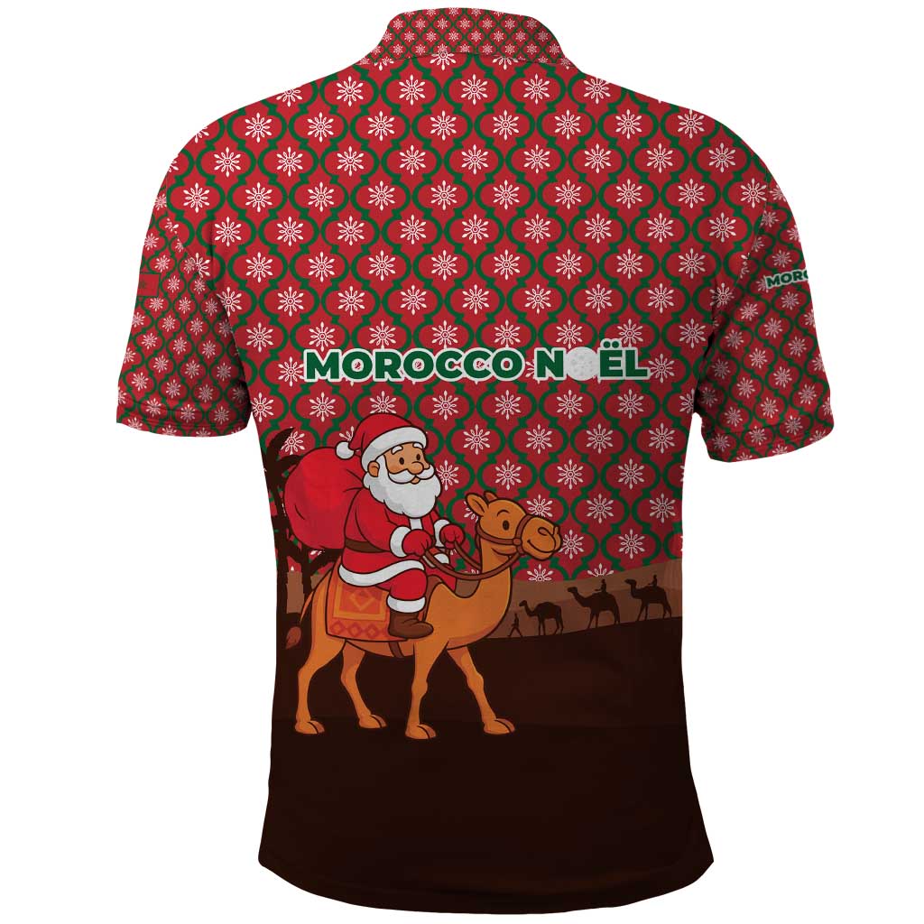 Morocco Christmas Polo Shirt Santa Claus Camel Caravan Desert Scene - African Pride