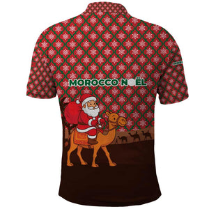 Morocco Christmas Polo Shirt Santa Claus Camel Caravan Desert Scene - African Pride