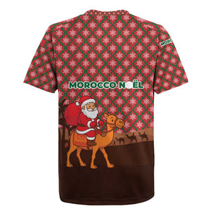 Morocco Christmas Rugby Jersey Santa Claus Camel Caravan Desert Scene - African Pride