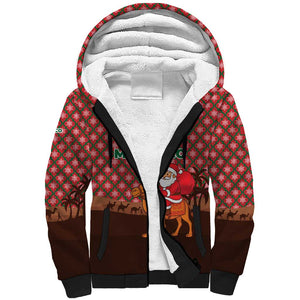 Morocco Christmas Sherpa Hoodie Santa Claus Camel Caravan Desert Scene - African Pride