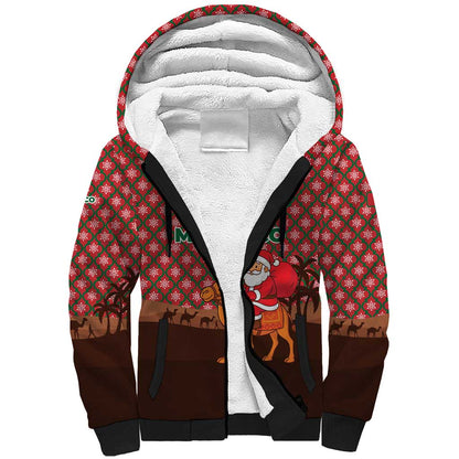 Morocco Christmas Sherpa Hoodie Santa Claus Camel Caravan Desert Scene - African Pride