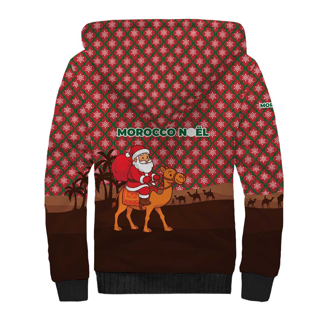 Morocco Christmas Sherpa Hoodie Santa Claus Camel Caravan Desert Scene - African Pride