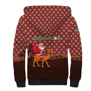 Morocco Christmas Sherpa Hoodie Santa Claus Camel Caravan Desert Scene - African Pride