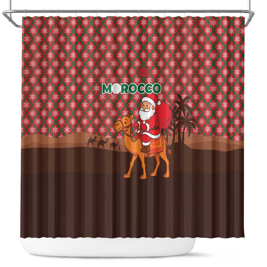 Morocco Christmas Shower Curtain Santa Claus Camel Caravan Desert Scene - African Pride