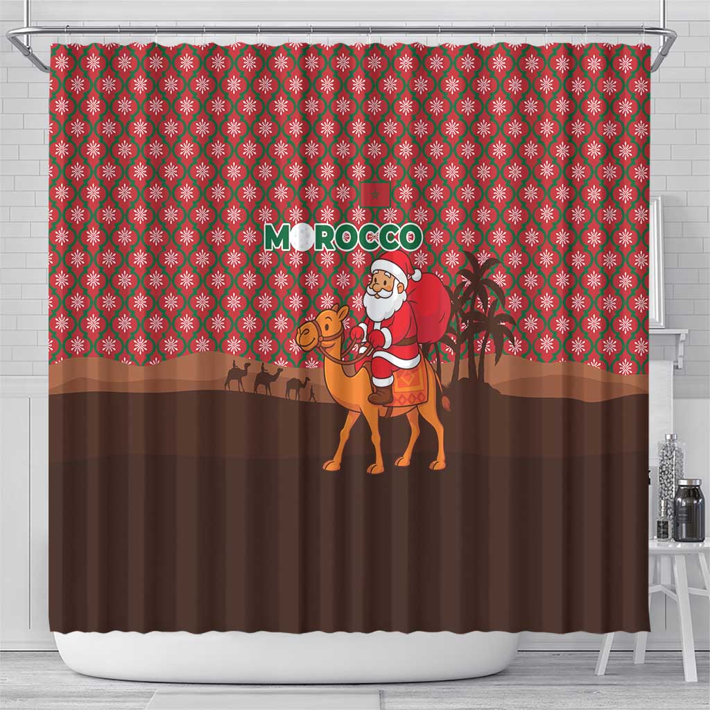 Morocco Christmas Shower Curtain Santa Claus Camel Caravan Desert Scene - African Pride