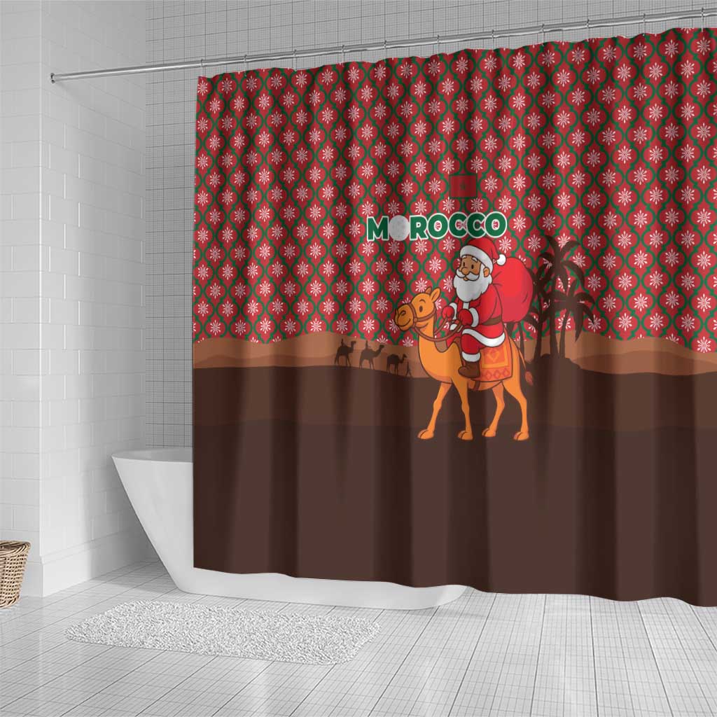 Morocco Christmas Shower Curtain Santa Claus Camel Caravan Desert Scene - African Pride