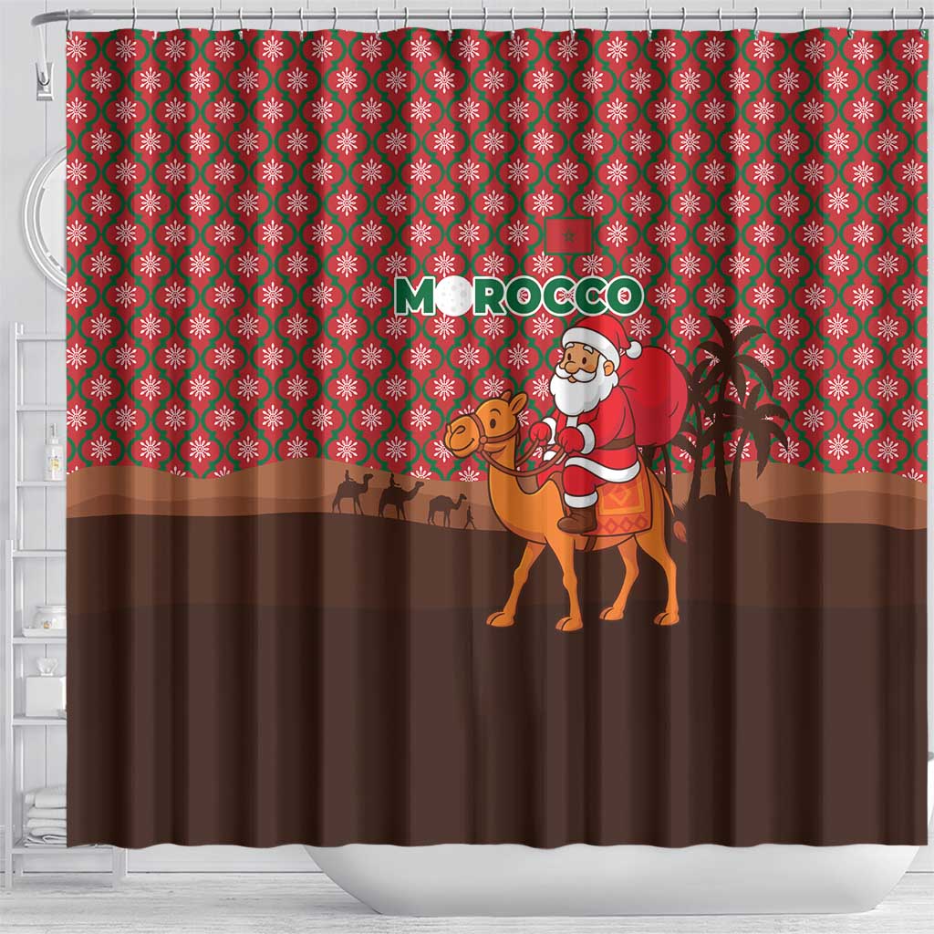 Morocco Christmas Shower Curtain Santa Claus Camel Caravan Desert Scene - African Pride