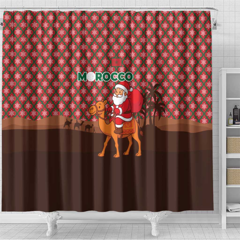 Morocco Christmas Shower Curtain Santa Claus Camel Caravan Desert Scene - African Pride