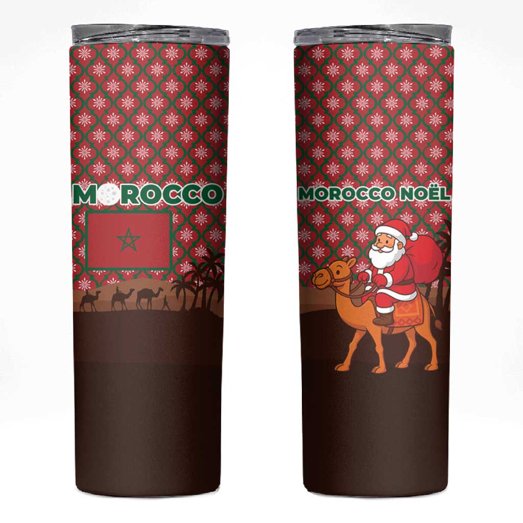 Morocco Christmas Skinny Tumbler Santa Claus Camel Caravan Desert Scene - African Pride
