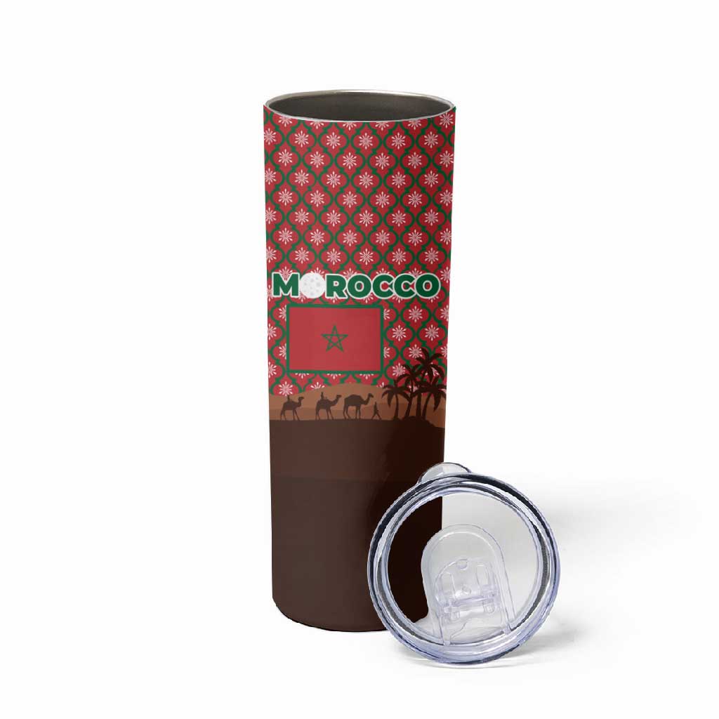 Morocco Christmas Skinny Tumbler Santa Claus Camel Caravan Desert Scene - African Pride