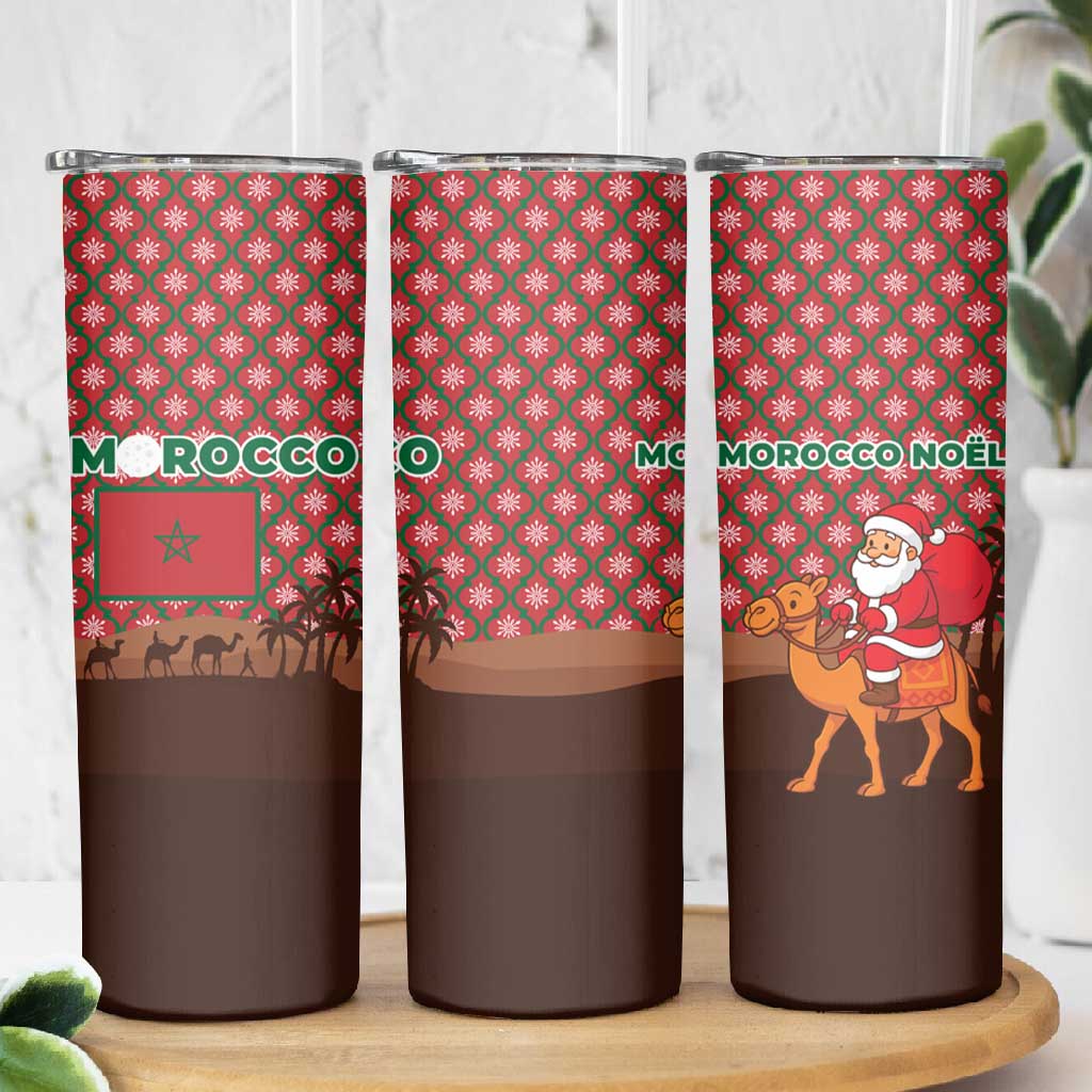 Morocco Christmas Skinny Tumbler Santa Claus Camel Caravan Desert Scene - African Pride