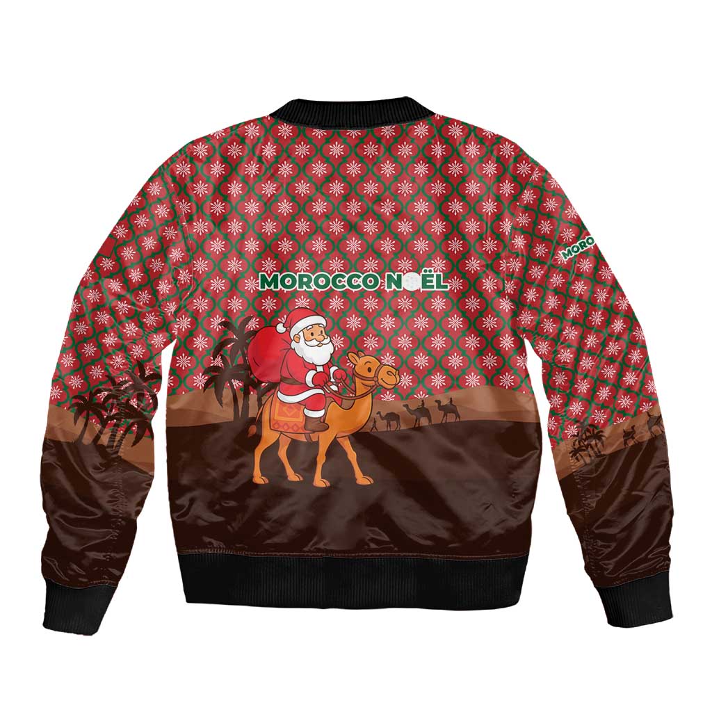 Morocco Christmas Sleeve Zip Bomber Jacket Santa Claus Camel Caravan Desert Scene - African Pride