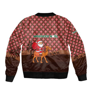 Morocco Christmas Sleeve Zip Bomber Jacket Santa Claus Camel Caravan Desert Scene - African Pride