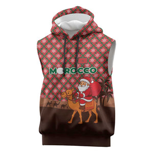 Morocco Christmas Sleeveless Hoodie Santa Claus Camel Caravan Desert Scene - African Pride