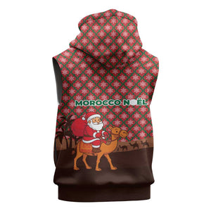 Morocco Christmas Sleeveless Hoodie Santa Claus Camel Caravan Desert Scene - African Pride