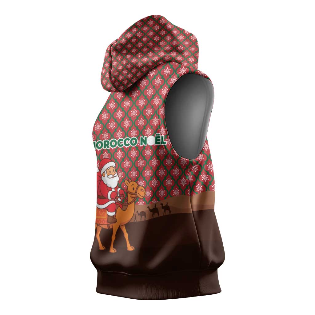 Morocco Christmas Sleeveless Hoodie Santa Claus Camel Caravan Desert Scene - African Pride