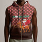 Morocco Christmas Sleeveless Zip Hoodie Santa Claus Camel Caravan Desert Scene - African Pride