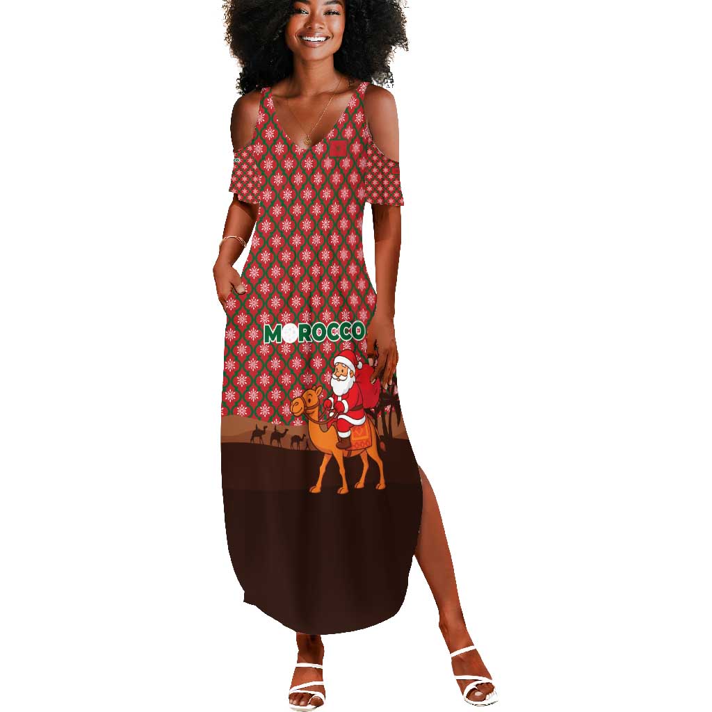 Morocco Christmas Summer Maxi Dress Santa Claus Camel Caravan Desert Scene - African Pride