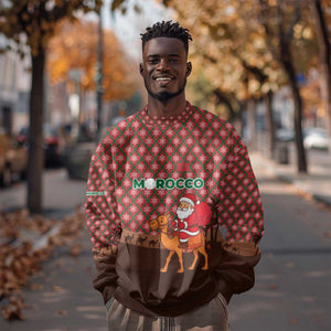 Morocco Christmas Sweatshirt Santa Claus Camel Caravan Desert Scene - African Pride