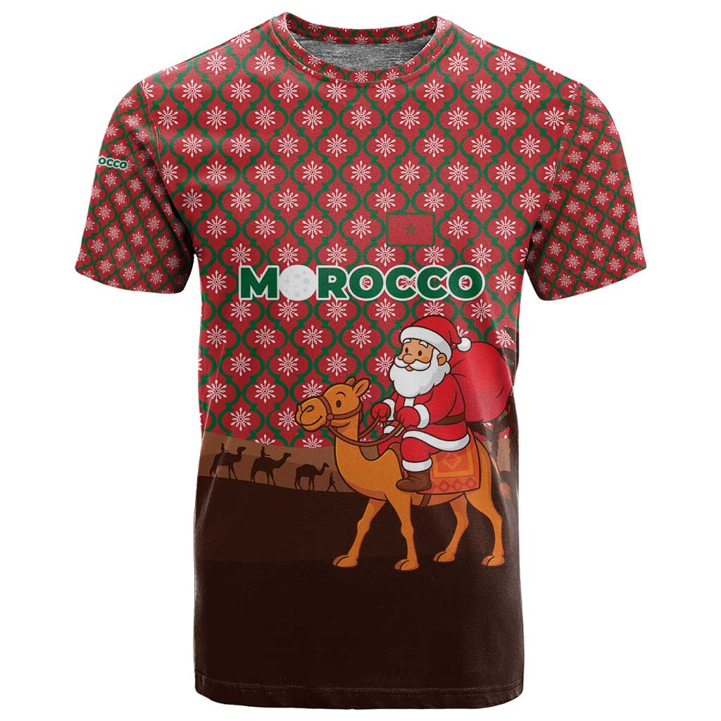 Morocco Christmas T shirt Santa Claus Camel Caravan Desert Scene - African Pride
