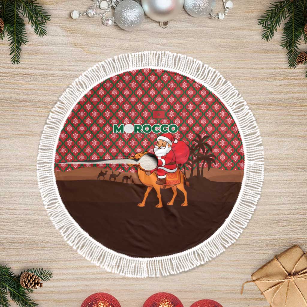 Morocco Christmas Tree Skirt Santa Claus Camel Caravan Desert Scene - African Pride