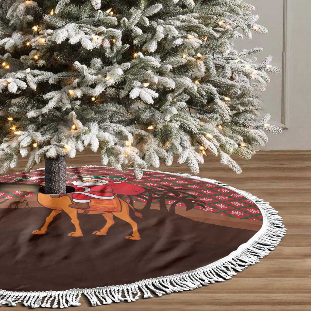 Morocco Christmas Tree Skirt Santa Claus Camel Caravan Desert Scene - African Pride