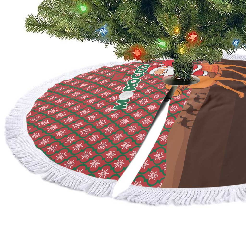 Morocco Christmas Tree Skirt Santa Claus Camel Caravan Desert Scene - African Pride