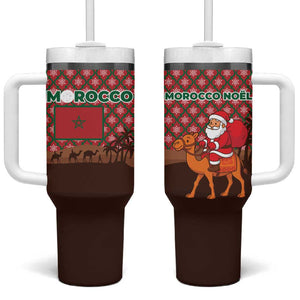 Morocco Christmas Tumbler With Handle Santa Claus Camel Caravan Desert Scene - African Pride