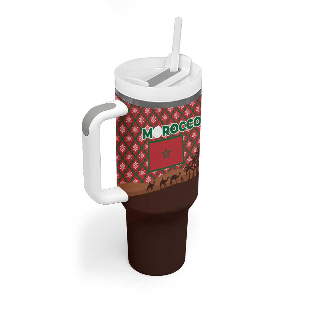 Morocco Christmas Tumbler With Handle Santa Claus Camel Caravan Desert Scene - African Pride