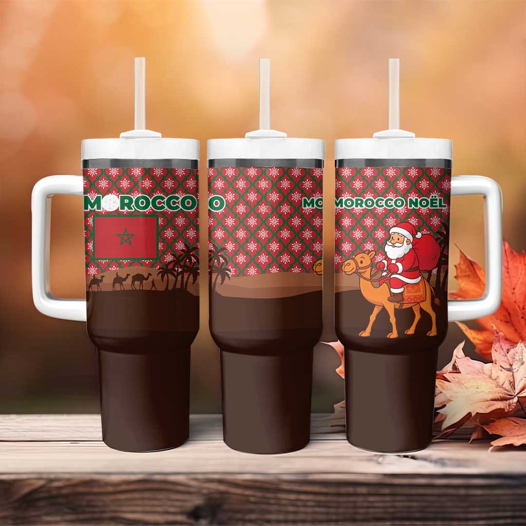 Morocco Christmas Tumbler With Handle Santa Claus Camel Caravan Desert Scene - African Pride