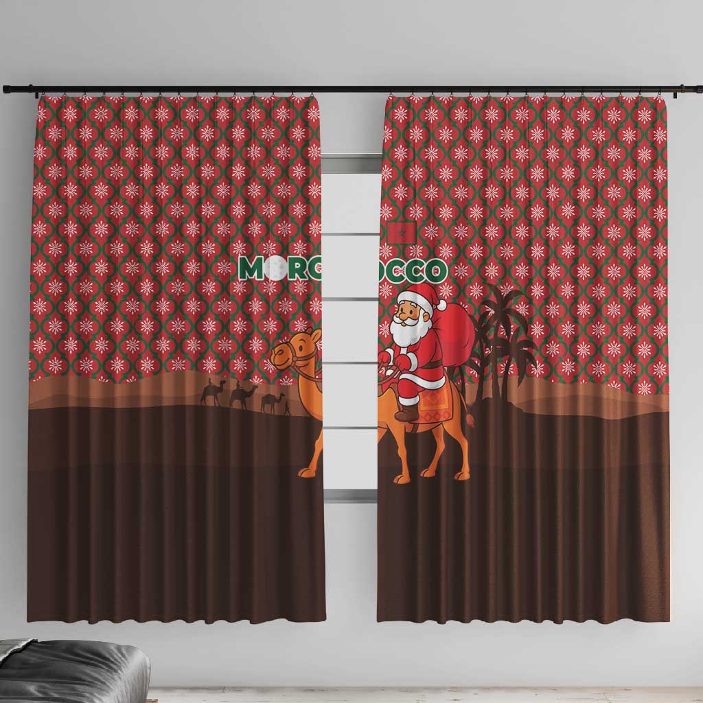 Morocco Christmas Window Curtain Santa Claus Camel Caravan Desert Scene - African Pride
