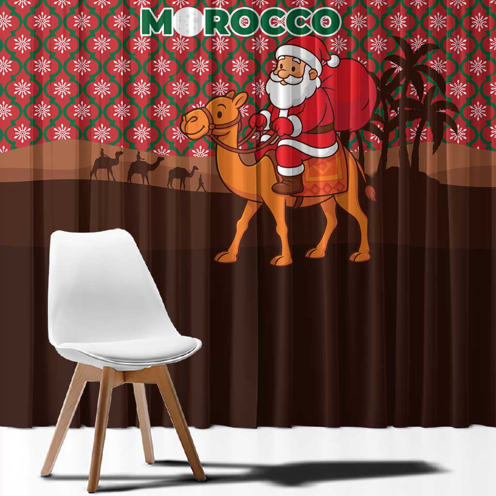 Morocco Christmas Window Curtain Santa Claus Camel Caravan Desert Scene - African Pride