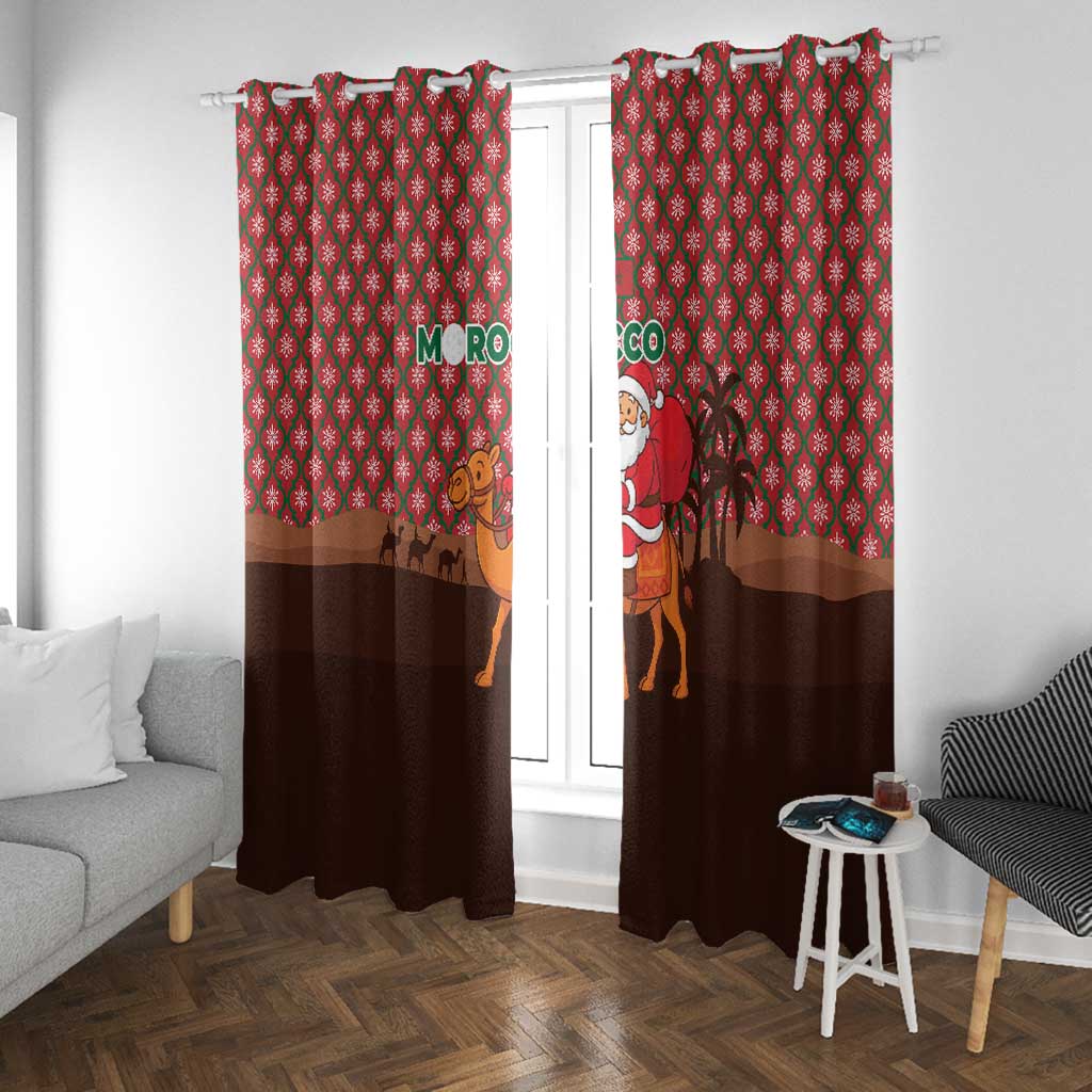 Morocco Christmas Window Curtain Santa Claus Camel Caravan Desert Scene - African Pride