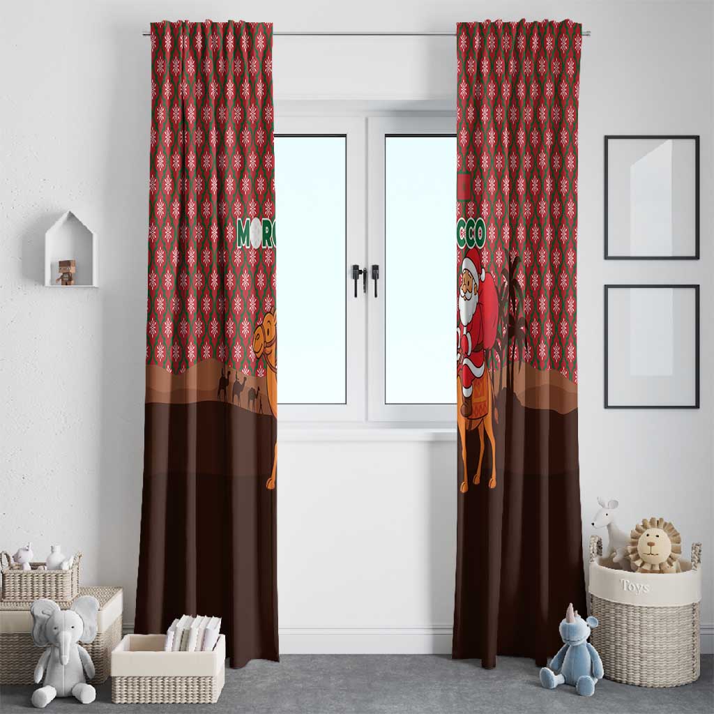 Morocco Christmas Window Curtain Santa Claus Camel Caravan Desert Scene - African Pride