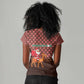 Morocco Christmas Women V-Neck T-Shirt Santa Claus Camel Caravan Desert Scene - African Pride