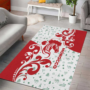 Morocco Christmas Area Rug Red Horse Santa Hat Arabesque Pattern a - African Pride