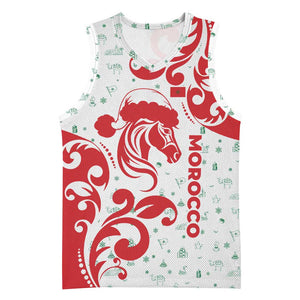 Morocco Christmas Basketball Jersey Red Horse Santa Hat Arabesque Pattern a - African Pride
