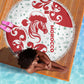 Morocco Christmas Beach Blanket Red Horse Santa Hat Arabesque Pattern a - African Pride