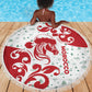 Morocco Christmas Beach Blanket Red Horse Santa Hat Arabesque Pattern a - African Pride