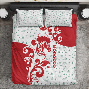 Morocco Christmas Bedding Set Red Horse Santa Hat Arabesque Pattern a - African Pride