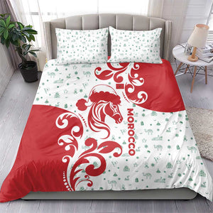 Morocco Christmas Bedding Set Red Horse Santa Hat Arabesque Pattern a - African Pride