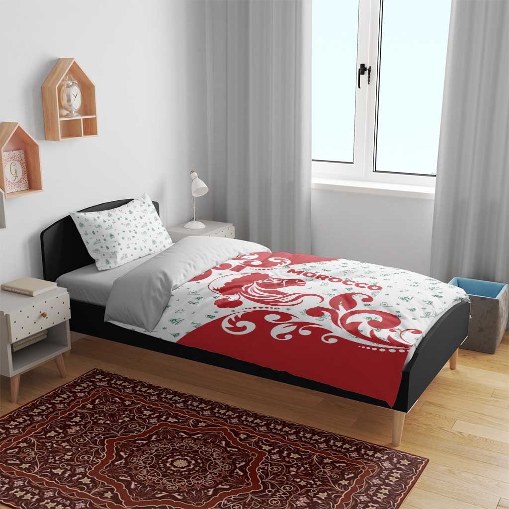 Morocco Christmas Bedding Set Red Horse Santa Hat Arabesque Pattern a - African Pride
