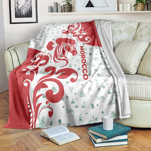 Morocco Christmas Blanket Red Horse Santa Hat Arabesque Pattern a - African Pride