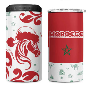 Morocco Christmas 4 in 1 Can Cooler Tumbler Red Horse Santa Hat Arabesque Pattern a - African Pride