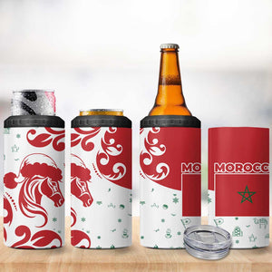 Morocco Christmas 4 in 1 Can Cooler Tumbler Red Horse Santa Hat Arabesque Pattern a - African Pride